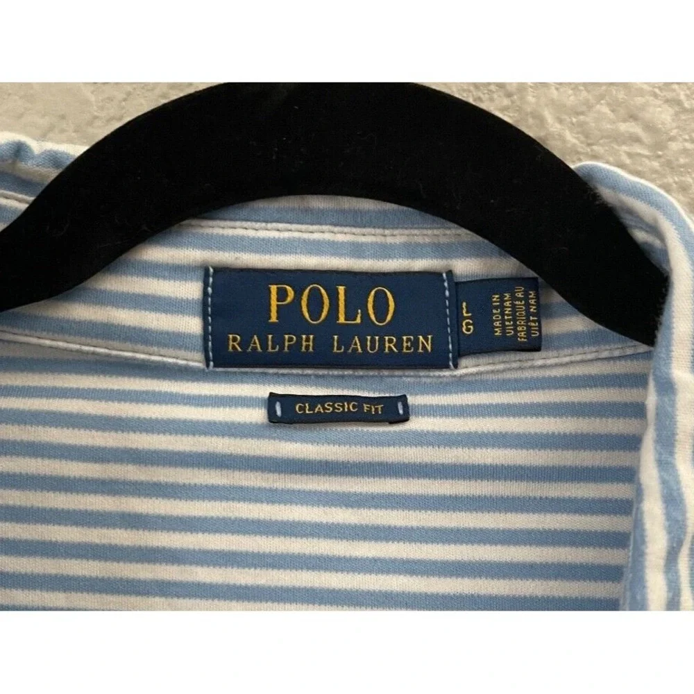 Polo Ralph Lauren Shirt Mens Large Striped Classic Fit Flesh Pony Preppy Coastal